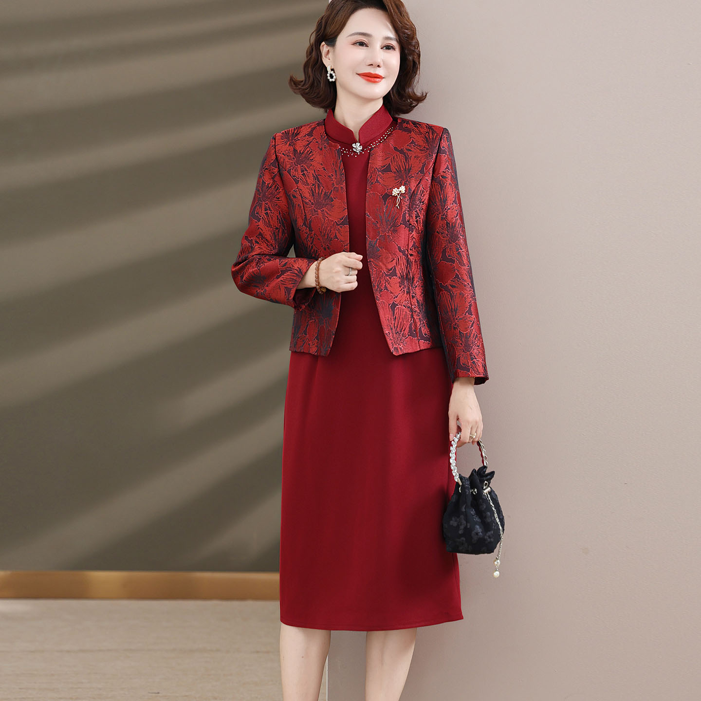 妈妈秋装结婚礼服宴会两件套