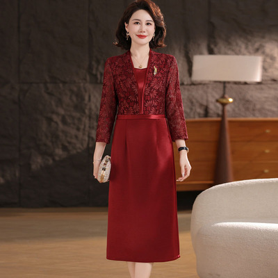 喜婆婆婚宴装礼服气质假两件套装