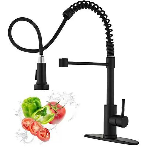 Stainless steel kitchen faucet single hole pull out spout ki