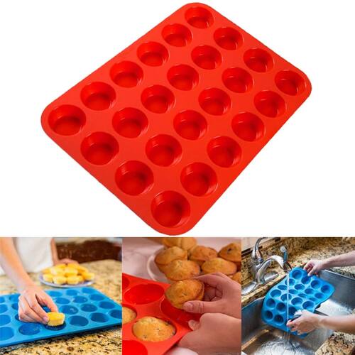 24-Hole Cake Mold Silicone Soap Cookies Cupcake Bakeware Pan