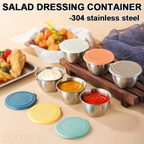 1pc Salad Dressing Container with 2.71oz/80ml Reusable Stain