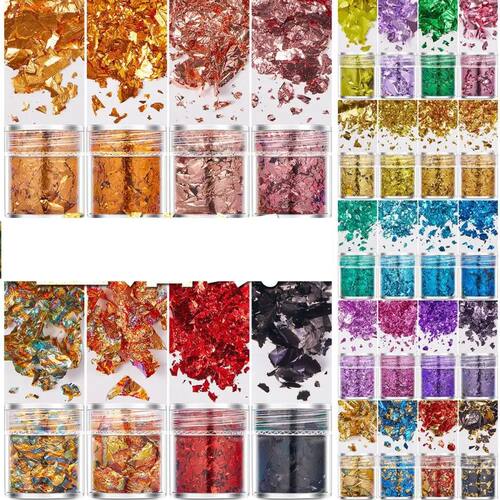 4Bottles/Set Gold Foil Leaf Flake Craft For Epoxy Resin Mold
