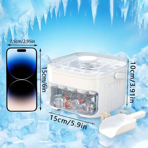 50-Cube Double Layer Ice Cube Maker with Easy Press Cap, Hou