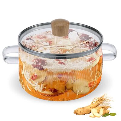 Glass Saucepan Clear Cooking Pot with Lid 1.6L Heat Resistan