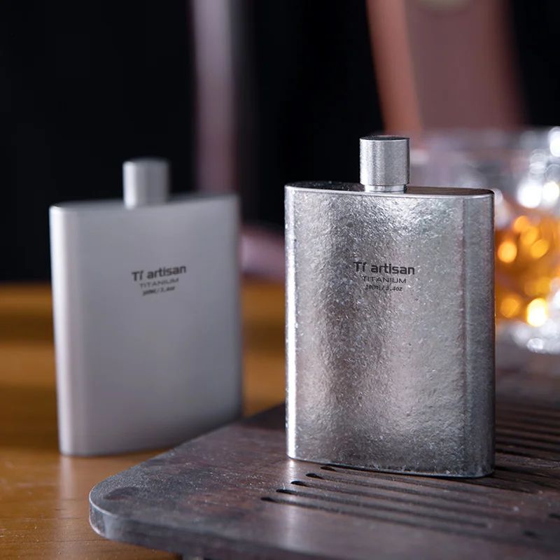 Titanium Hip Flask 100ML Pocket Whiskey Flask Flagon Wine Po图片