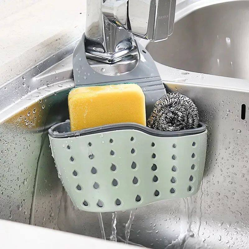 Kitchen Sink Holder Hanging Drain Basket Soap Sponge Shelf O图片