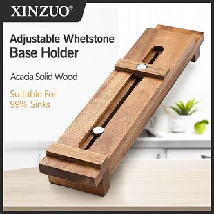 Acacia Wood Whetstone Base Holder Telescopic Solid Knife Sha