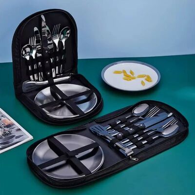 2Person Utensil Picnic Set with Plate Spoon Knife Fork Outdo