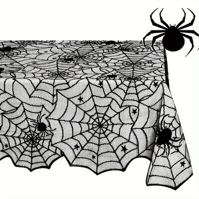 Black Lace Spider Web Tablecloth - Halloween Decoration,Suit