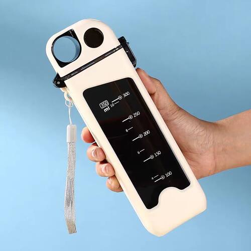 1pc 350ml sports water bottle, square portable plastic water