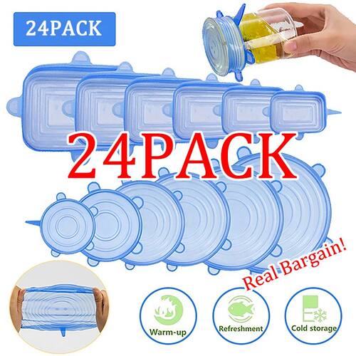 6/12/24PCS Food Silicone Cover Fresh-keeping Stretch Lid Reu