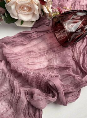 Wrinkle Gauze Table Runner Cheesecloth Semi-Sheer Table Sett