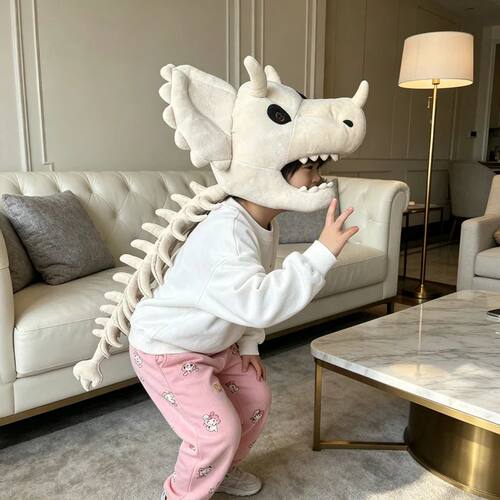 Dinosaur Plush Hat Celebrity-Style Cartoon Skeleton Headgear