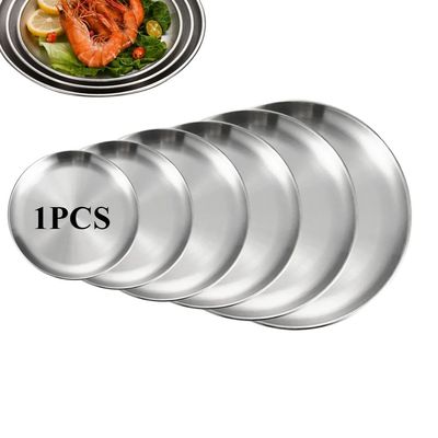 Stainless Steel Metal Round Dining Disc Bone Spitting Dish H