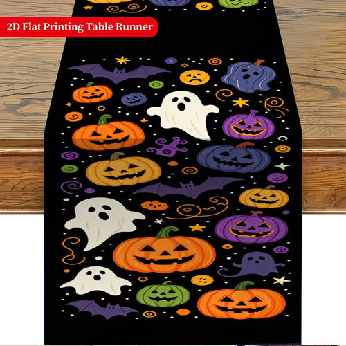 Halloween Tablecloth Pumpkin Ghost Print Table Runner Party