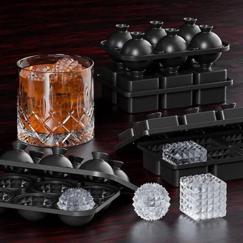 6 Grids Ice Ball Mold With Funnel  Ice Cube Trays Reusable S