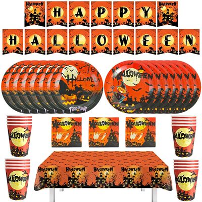 Halloween Theme Party Disposable Tableware Pumpkin Witch Gho