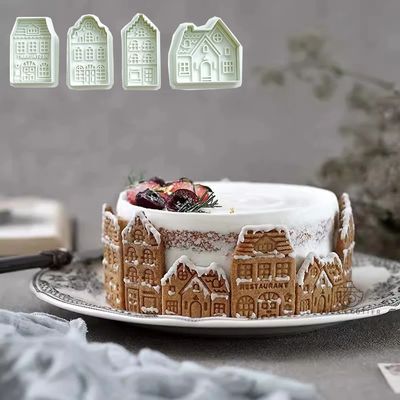 4Pcs Christmas Gingerbread House Pattern Cookie Cutter Biscu