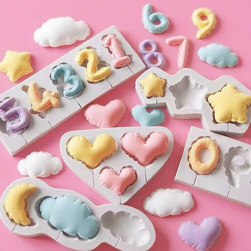 Number Heart Star Cloud Balloon Lollipop Silicone Mold Set D