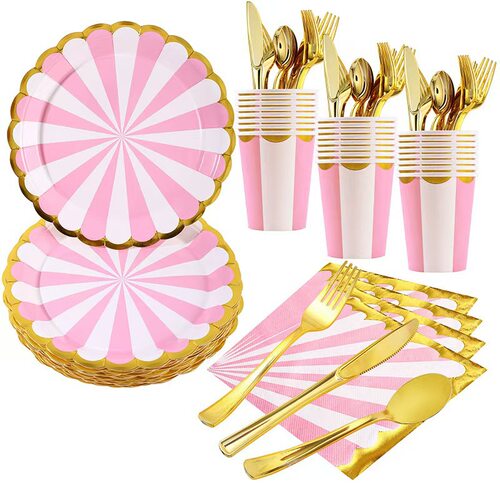 Party 7-inch 9-inch Bronzing Paper Cup Paper Plate Party Dis