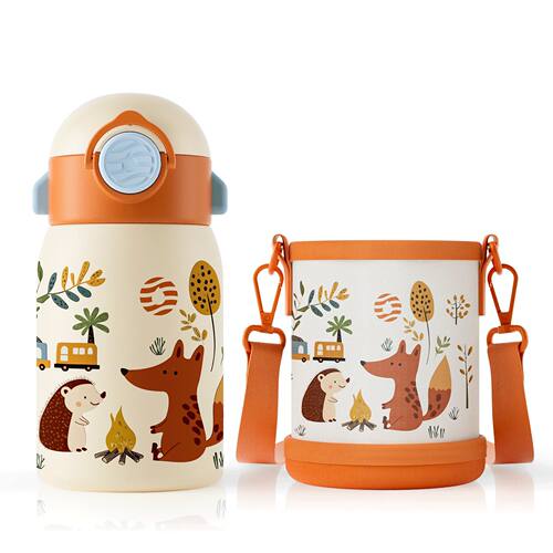 400ml Kids Water Bottle Cartoon Pattern Cup Stainless Steel