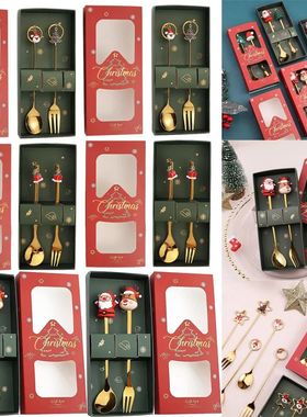 Santa Utensil Kit Whimsical Christmas Spoon and Fork Set for