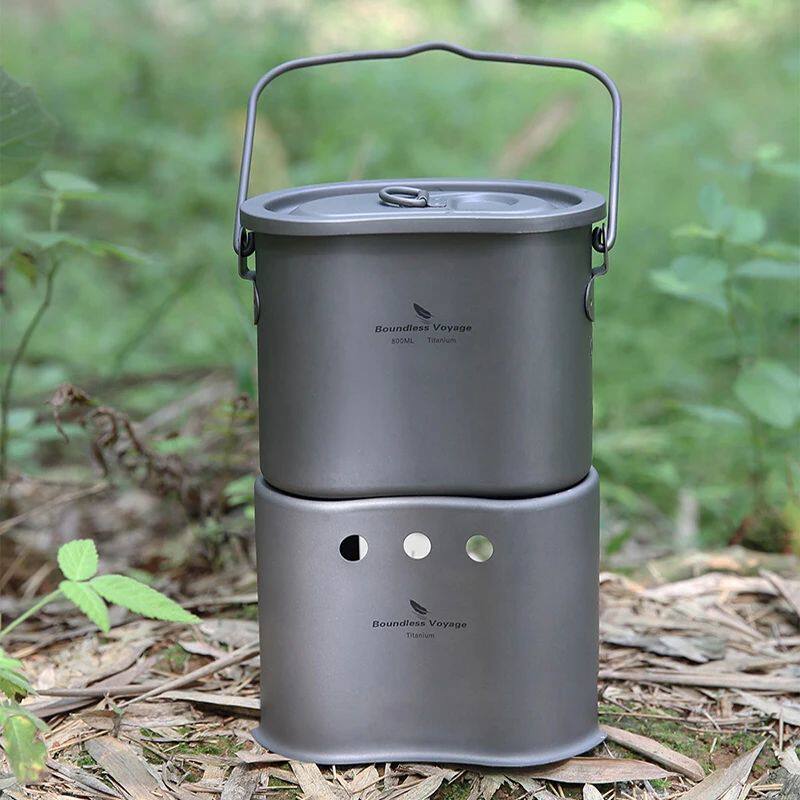 Boundless Voyage Titanium Cookware Set Outdoor Camping Hangi