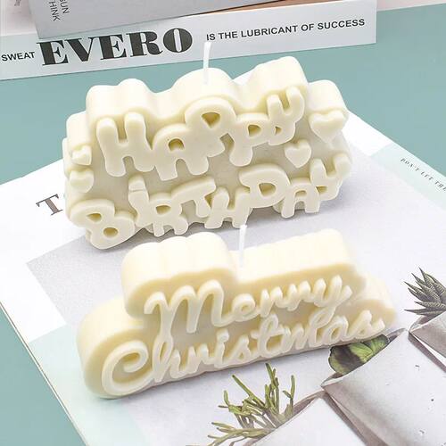Happy Birthday Christmas Candles Silicone Mold DIY Aromather