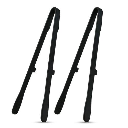 2Pcs Black Silicone Food Toast Tongs for Kitchen Tongs Non-s