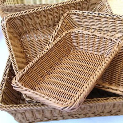 Hand-woven Imitation Rattan Wicker Basket Rectangular Storag