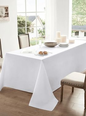 White Table Cloth Stain Resistant Decorative Washable Polyes