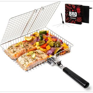 Folding Steel Grill Basket Bas Portable BBQ Stainless