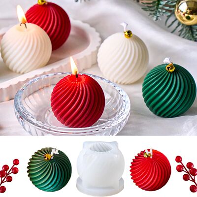 3D Christmas Ball Silicone Candle Mold DIY Handmade Twist St