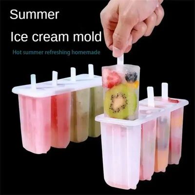 4-Link Old Popsicle Mold With Lid Home Made Homemade Mung Be