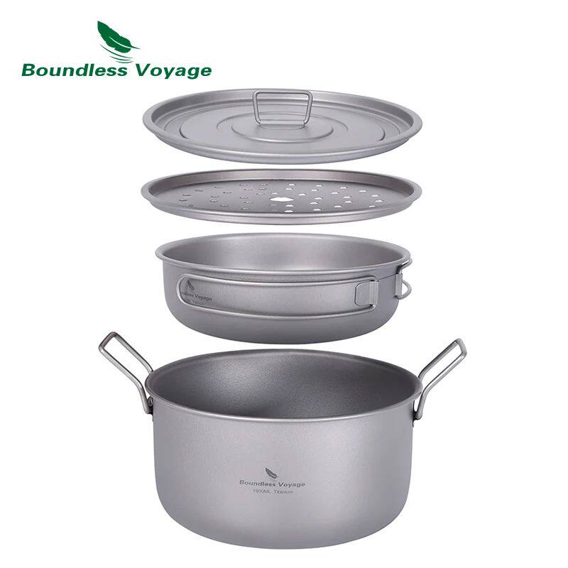 Boundless Voyage Camping Cooking Pot Multifunctional Titaniu