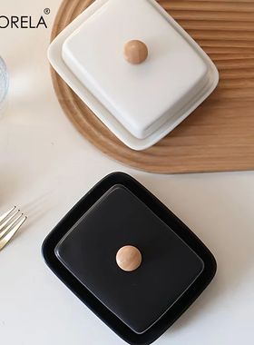 Ceramic Butter Dish with Lid Rectangular Sealable Cheese Sto