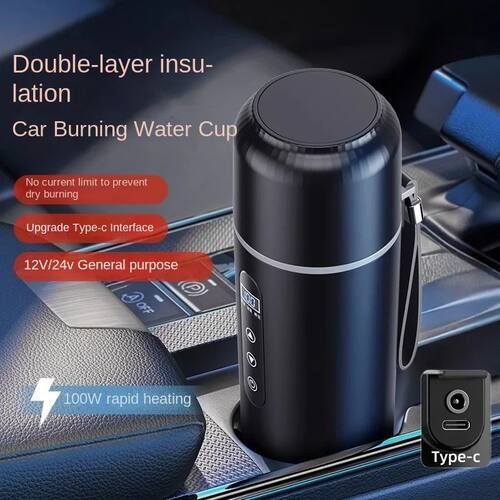 12V 24V Portable Car Heating Cup 500ml Stainless Steel Touch