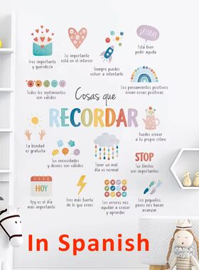 Spanish/English Things To Remember Kids Wall Sticker Art Spa
