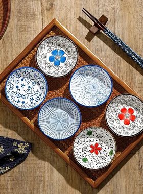 6pcs Mini Ceramic Plate Sashimi Sushi Soy Sauce Barbecue Dip