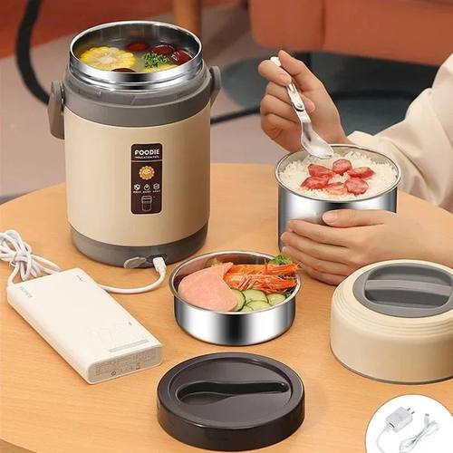 USB Electric Heated Lunch Box Stainless Steel Food Warmer Be