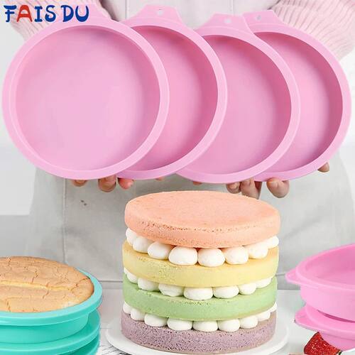 2-8pcs Silicone Cake Pan 4/6/8inch Round Cake Layer Set Sili