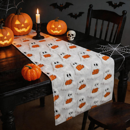 Plush Pumpkin Ghost Table Runner Two-color Three-dimensional