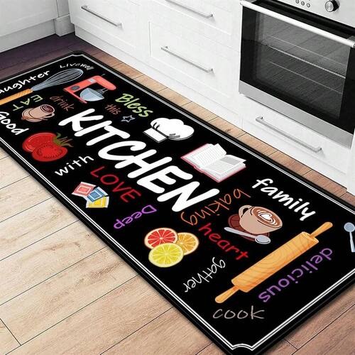 1/2 pcs Kitchen Printed Floor Mat, Durable and Wear-Resistan