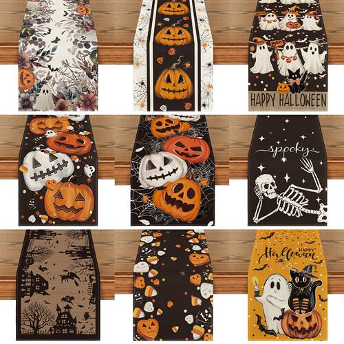 Halloween Table Runner Horror Pumpkin Festival Atmosphere Ta