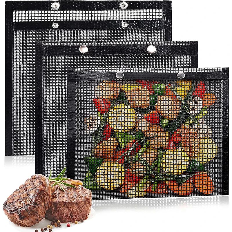 PTFE Mesh Grill Bags Reusable Non-Stick BBQ Barbecue Bags fo