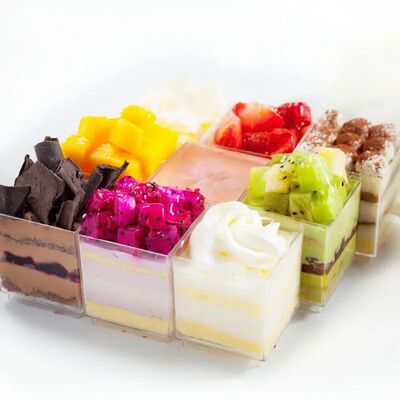 10/20Pcs 60ml Mini Plastic Square Dessert Cups Plastic Yogur