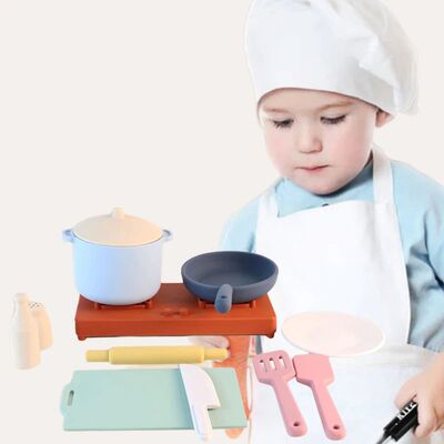 Silicone Kitchen Toy Set Pot Cooking For Toddler Educational