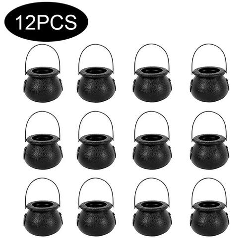 Halloween Witch Cauldron Decoration,Mini Black Plastic Witch