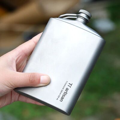 200ml Titanium Alcohol Whisky Wine Flask with Screw Cap Outd