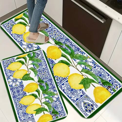 Summer Lemon Fruit Ceramic Tile Kitchen Mat Decor Carpet for